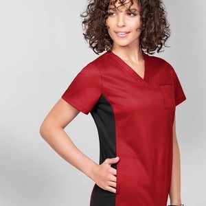 Revel Premium Stretch Scrubs-TOP 2X ---> BOTTOM 1X Red & Black. Preowned